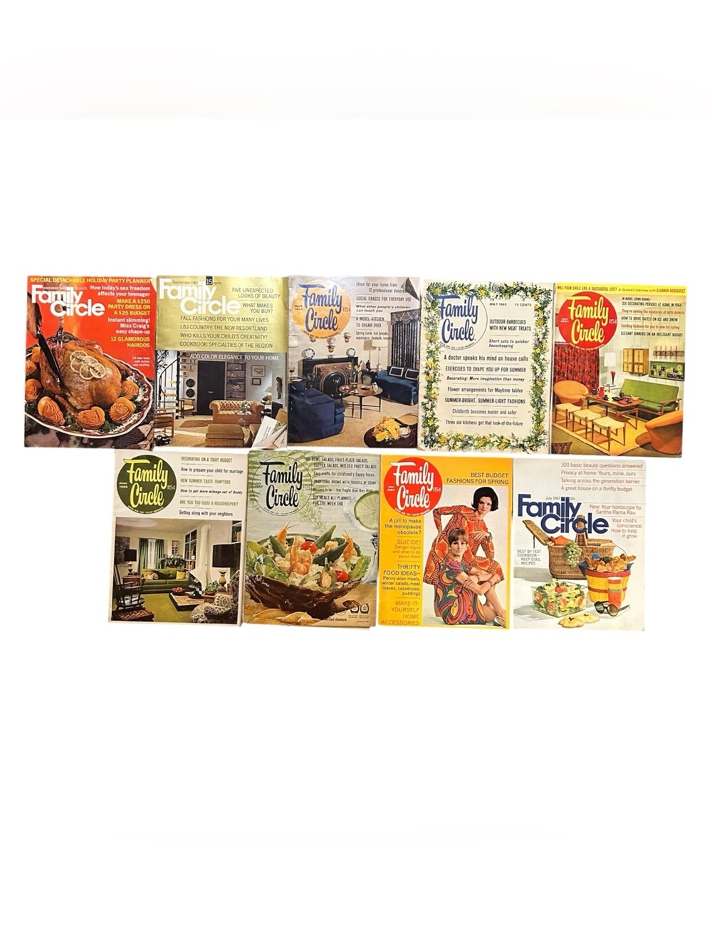 Family Circle Magazine Lot of 9 1963-1969 Mid Century Modern Ads Vintage